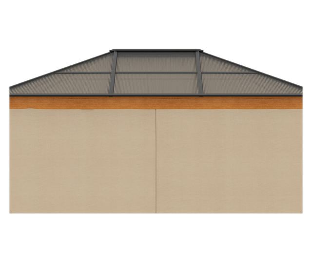 Foisor de Gradina din Otel, Aluminiu si Poliester cu Acoperis din Policarbonat si Plase de Tantari, 2.94x3.60x2.67 m, Kaki