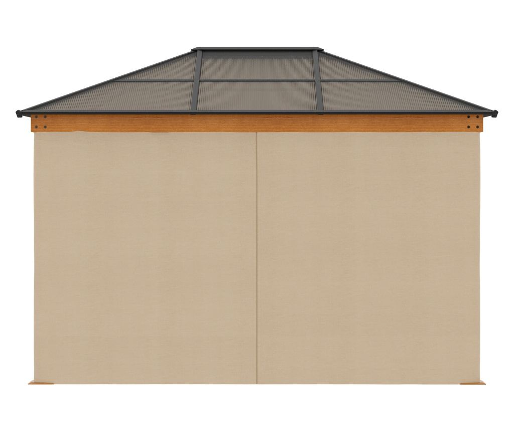 Foisor de Gradina din Otel, Aluminiu si Poliester cu Acoperis din Policarbonat si Plase de Tantari, 2.94x3.60x2.67 m, Kaki - 9