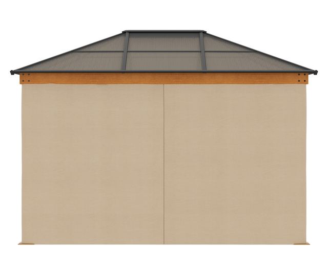 Foisor de Gradina din Otel, Aluminiu si Poliester cu Acoperis din Policarbonat si Plase de Tantari, 2.94x3.60x2.67 m, Kaki