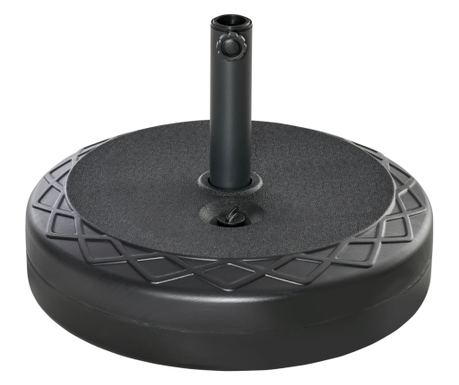 Bază Rotundă pentru Umbrelă de Grădină , Φ55cm, Umplută cu Apă 30kg, pentru Stâlpi de 38mm, 48mm, Neagră