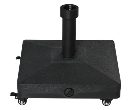 Napernyőtalp kerekekkel, 20 kg-ig tölthető, HDPE állvány Ø38-48 mm-es rudakhoz, 45x45x39 cm, fekete