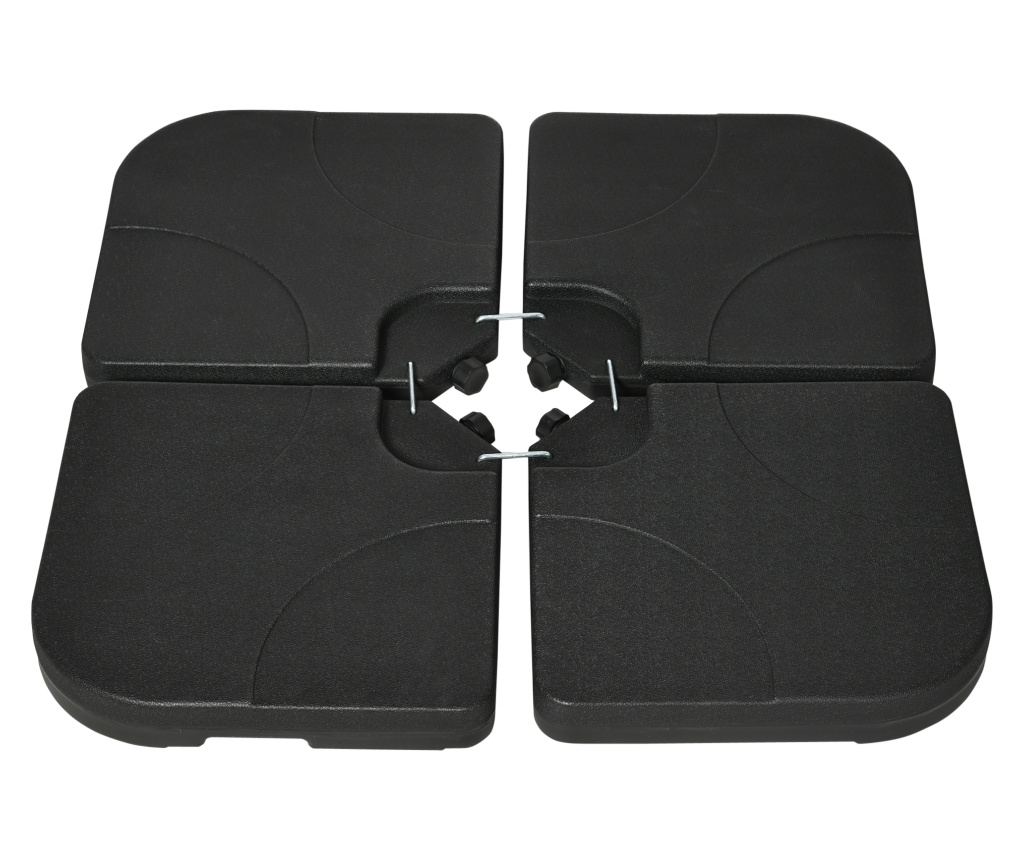 Baza pentru Umbrela Set 4 Piese din HDPE care se Umplu cu Apa sau Nisip, Postament pentru Umbrela cu 4 Conectori, 104x104x7.5 cm