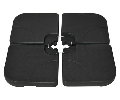 Baza pentru Umbrela Set 4 Piese din HDPE care se Umplu cu Apa sau Nisip, Postament pentru Umbrela cu 4 Conectori, 104x104x7.5 cm