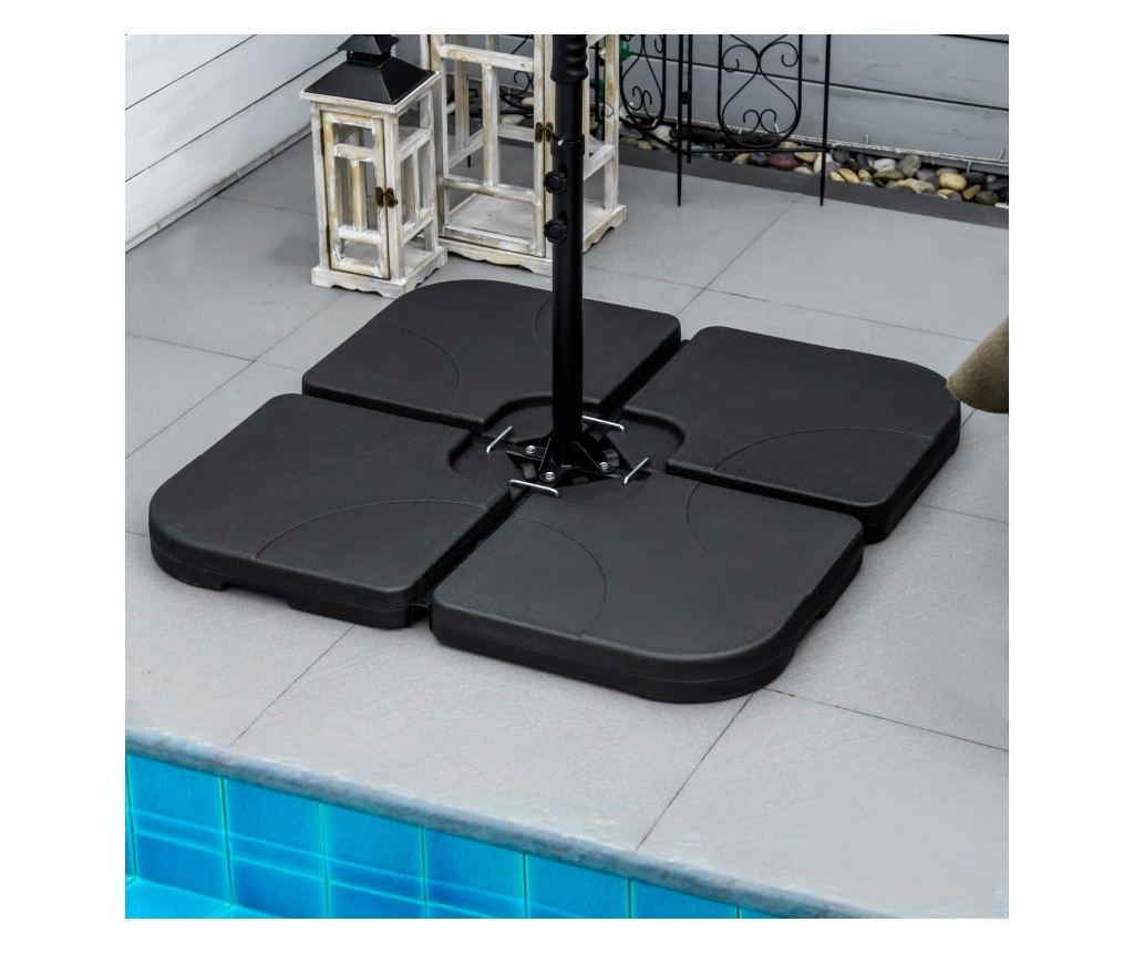 Baza pentru Umbrela Set 4 Piese din HDPE care se Umplu cu Apa sau Nisip, Postament pentru Umbrela cu 4 Conectori, 104x104x7.5 cm - 2