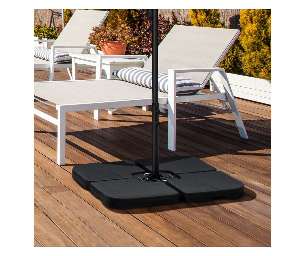 Baza pentru Umbrela Set 4 Piese din HDPE care se Umplu cu Apa sau Nisip, Postament pentru Umbrela cu 4 Conectori, 104x104x7.5 cm - 3