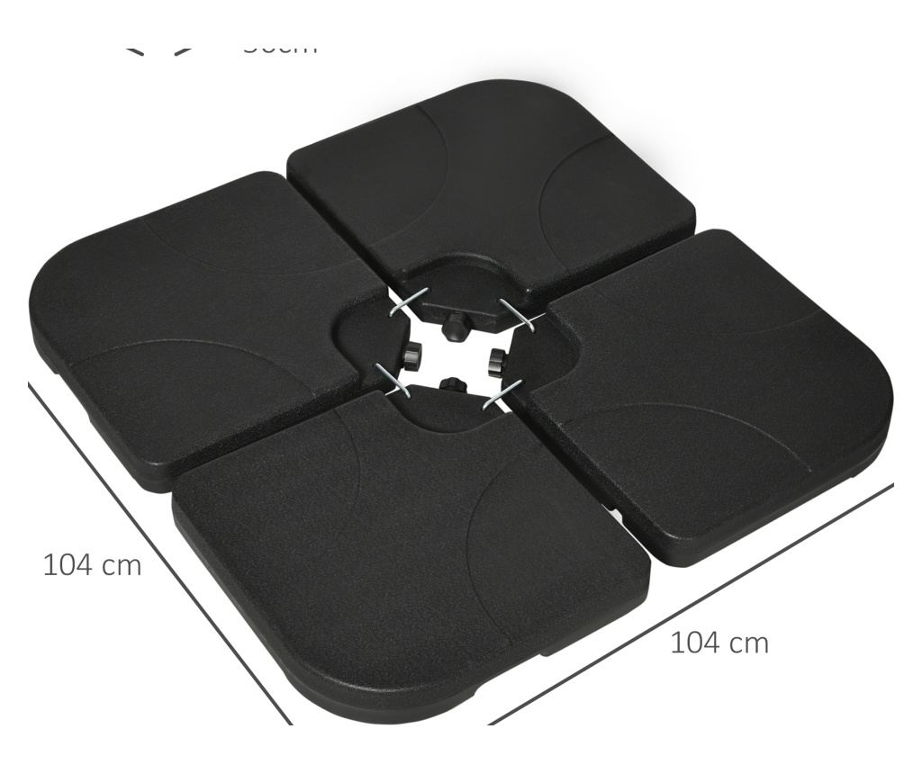 Baza pentru Umbrela Set 4 Piese din HDPE care se Umplu cu Apa sau Nisip, Postament pentru Umbrela cu 4 Conectori, 104x104x7.5 cm - 4