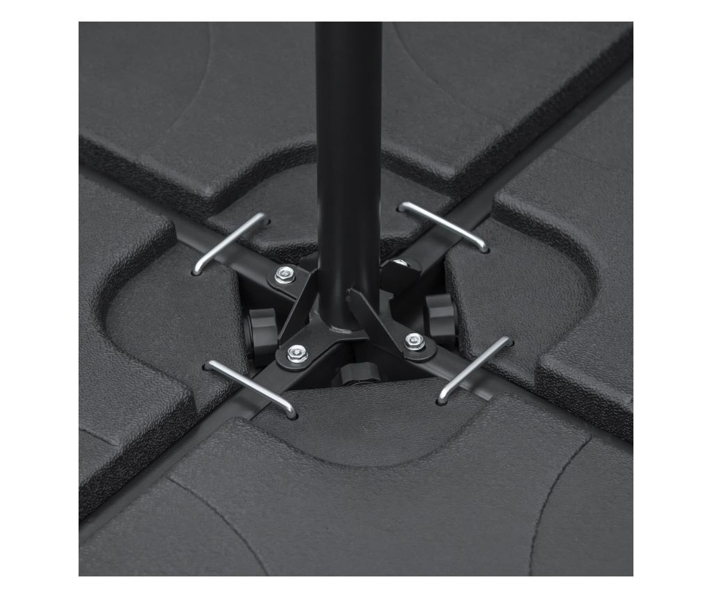 Baza pentru Umbrela Set 4 Piese din HDPE care se Umplu cu Apa sau Nisip, Postament pentru Umbrela cu 4 Conectori, 104x104x7.5 cm - 10