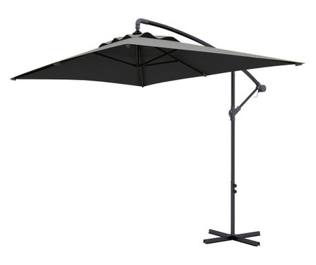 Umbrelă Consola de 3 m cu Baza in Cruce, Umbrelă Tip Banana cu Mâner cu Manivela și 6 Spițe, Umbrelă de Terasă Dreptunghiulară,