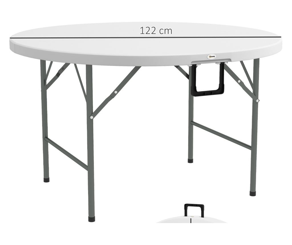 Masa De Gradina Pliabila Cu Cadru Metalic Alb - 4