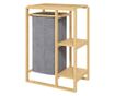 Cos Portabil pentru Rufe cu Sac Detasabil, Dulap Portabil pentru Rufe cu Rafturi din Bambus, 50x32x70 cm, Gri thumbnail 1