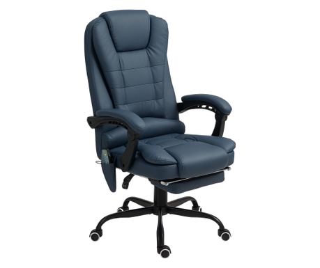 Ergonomikus irodai szék 7 masszázsponttal, lábtartóval és állítható magassággal, 67x67x111-121 cm, kék
