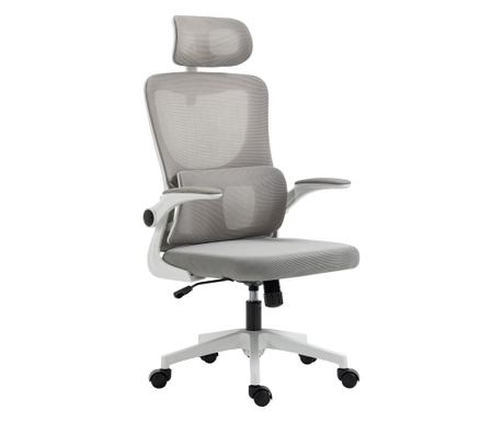 Scaun de birou ergonomic cu suport lombar, cotiere rabatabile, tetieră reglabilă, scaun de birou rotativ și rabatabil cu spătar