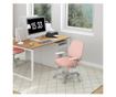 Scaun de Birou Respirabil cu Inaltime Reglabila, Scaun Rabatabil cu 5 Roti, 55x48x82.5-94.5 cm, Roz