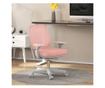 Scaun de Birou Respirabil cu Inaltime Reglabila, Scaun Rabatabil cu 5 Roti, 55x48x82.5-94.5 cm, Roz