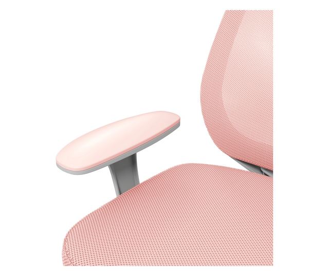 Scaun de Birou Respirabil cu Inaltime Reglabila, Scaun Rabatabil cu 5 Roti, 55x48x82.5-94.5 cm, Roz