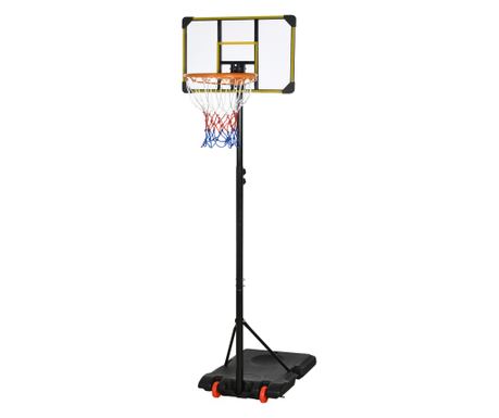 Gyerek Kosárlabda Palánk 6-14 Éveseknek, Állítható Magasságú Kosárpalánk Kerekekkel és Nehezített Alappal, 71x46 cm, Sárga