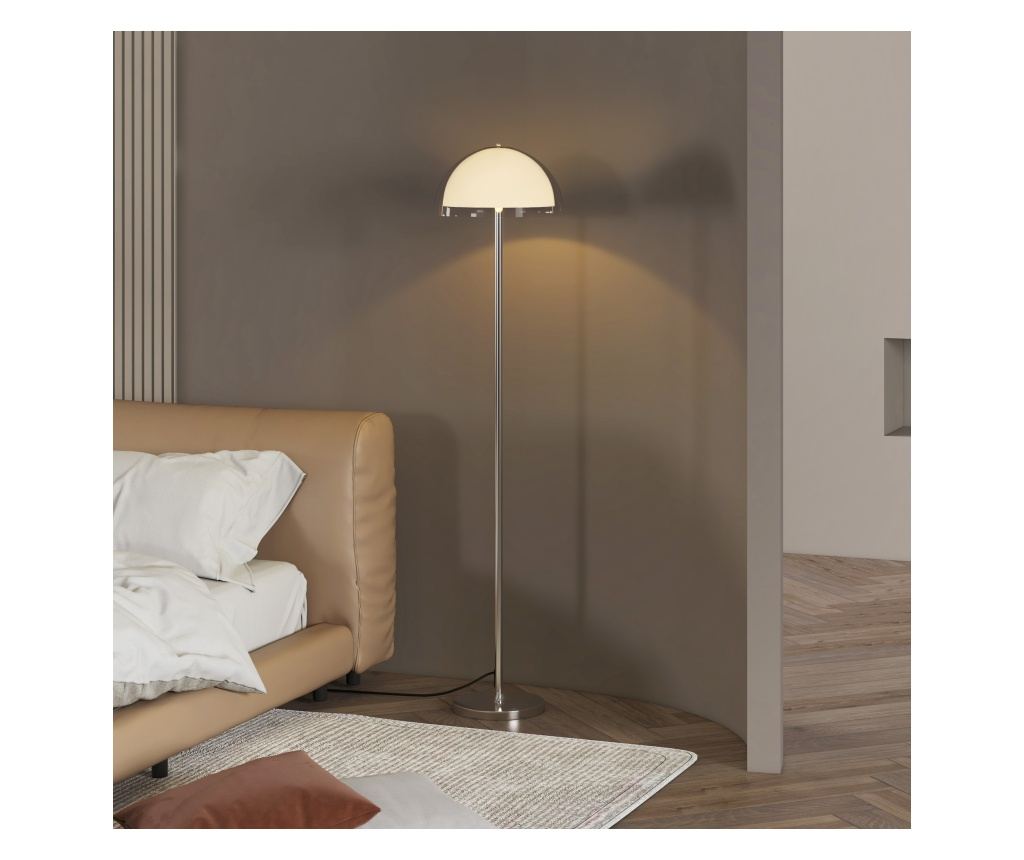 Lampă de Podea cu Abajur Dublu Strat pentru Living, Sufragerie, Dormitor, din Metal și Acrilic, Ø35x150 cm, Alb - 3