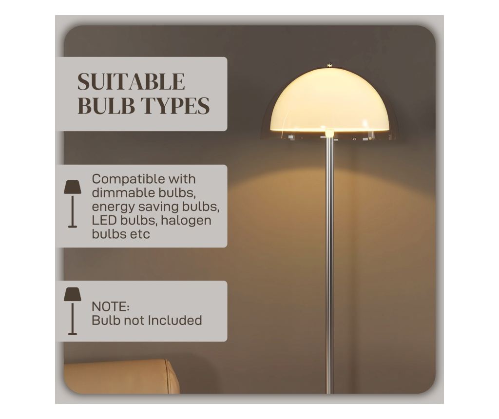 Lampă de Podea cu Abajur Dublu Strat pentru Living, Sufragerie, Dormitor, din Metal și Acrilic, Ø35x150 cm, Alb - 7