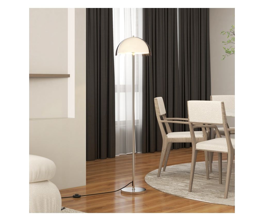Lampă de Podea cu Abajur Dublu Strat pentru Living, Sufragerie, Dormitor, din Metal și Acrilic, Ø35x150 cm, Alb - 8