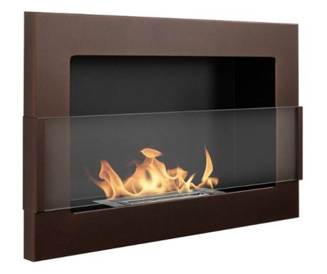 Semineu cu Bioetanol / Biosemineu suspendat cu sticla 650x400 maro, cu sticla termorezistenta, 65 cm x 40 cm x 12 cm, palnie, pi