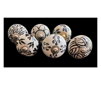 6 db-os vintage stílusú porcelán bútorgomb szett