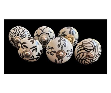 6 db-os vintage stílusú porcelán bútorgomb szett