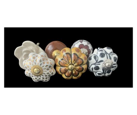 6 db-os vintage stílusú porcelán bútorgomb szett