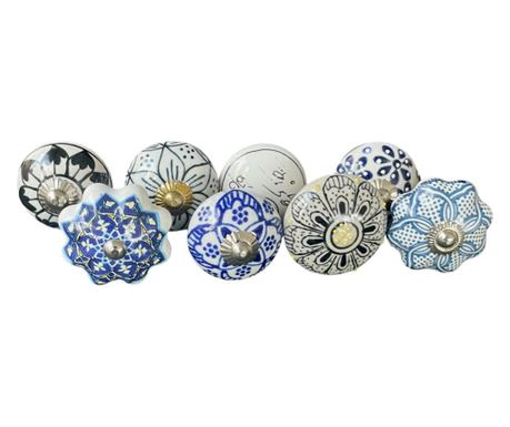8 db-os vintage stílusú porcelán bútorgomb szett