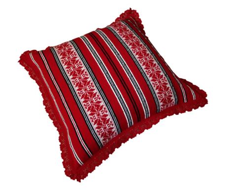 Poszewka na poduszkę Ioana z czerwoną koronką 40 x 40 cm