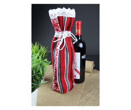 Hagyományos piros mintás palackvédő