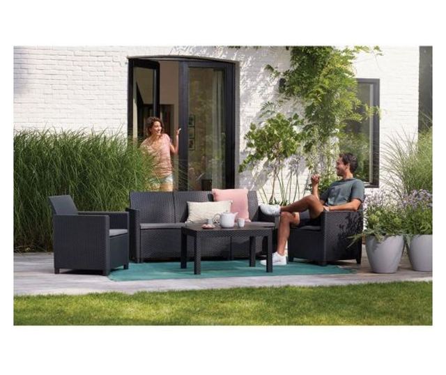 Set mobilier de grădină Keter - set de grădină: canapea cu trei locuri, 2 scaune și o masă