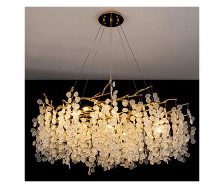 Candelabru RFAN, Model R9103/800, Textura Cristal, Metal, 8 X E14, Auriu