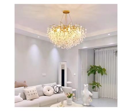 Candelabru RFAN, Model R9103/600, Textura Cristal, Metal, 6 X E14, Auriu