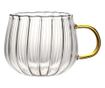 Sklenený hrnček s vlnitými stenami a zlatým uchom, 350 ml
