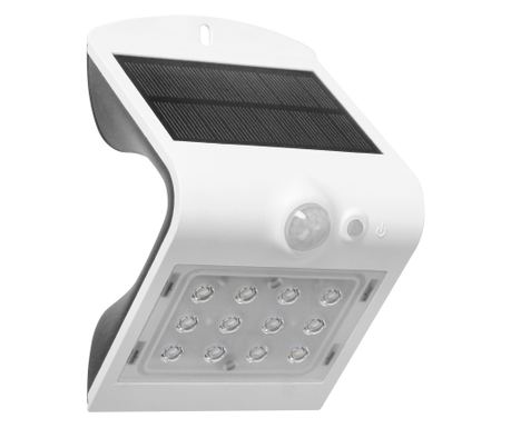 Lampă solară Adviti Siloe AD-SL-6083WLR4, 1.5 W, senzor de mișcare, unghi de detectie 120°, 190lm, IP65, 4000K, 1200mAh, alb