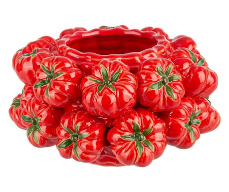 Crvena zelena keramička vaza za cvijeće 26x16 cm