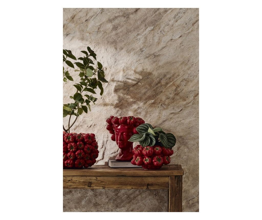 Vaza flori ceramica rosie verde 26x16 cm - 3