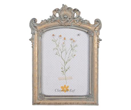 Képkeret asztali, fali polirezin szürke arany 18x2x25 cm, 13x18 cm