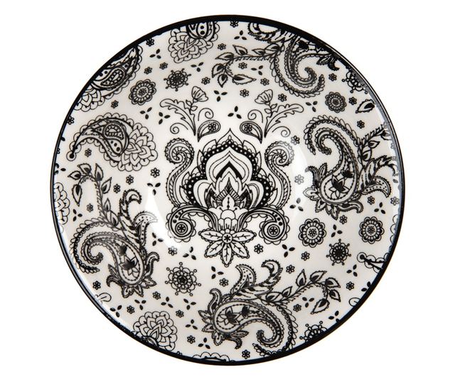 Set 2 zdjele crno-bijele keramike 15x5 cm, 350 ml