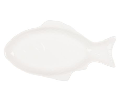 Biela keramická tácka na ryby 36x18x4 cm, 375 ml