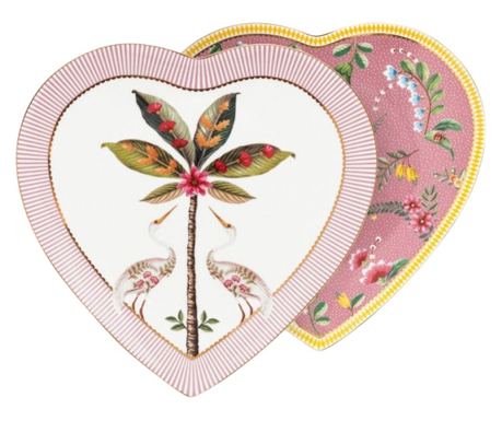 Set od 2 tanjura u obliku srca, Pip Studio, Ružičasta, 21,5 cm, kolekcija La Majorelle