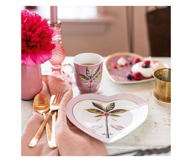 Set 2 farfurii, formă de inimă, Pip Studio, Pink, 21.5 cm, colecția La Majorelle