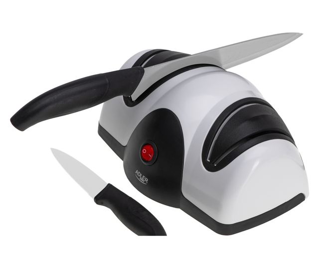 Ηλεκτρική ξύστρα μαχαιριών Adler AD 4518, 40 W, 2 επίπεδα ακονίσματος, μαύρο/ασημί