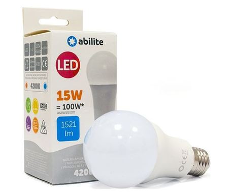 Abilite LED žárovka Classic Milky Neutrální bílá E27 15W/230V 1521lm A65