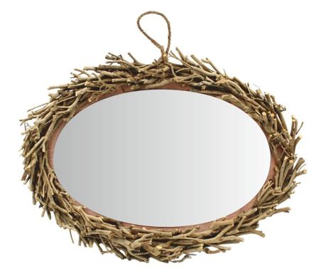 Ovalno okrasno ogledalo z okvirjem iz naravnih vejic – Hoff Interieur, 50x36 cm