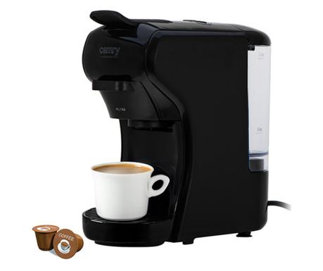 Еспресо машина Camry CR 4414, Черен, 1450 W, 19 бара, 0.6 л резервоар за вода, Мулти-капсули, 9 адаптера, Черен