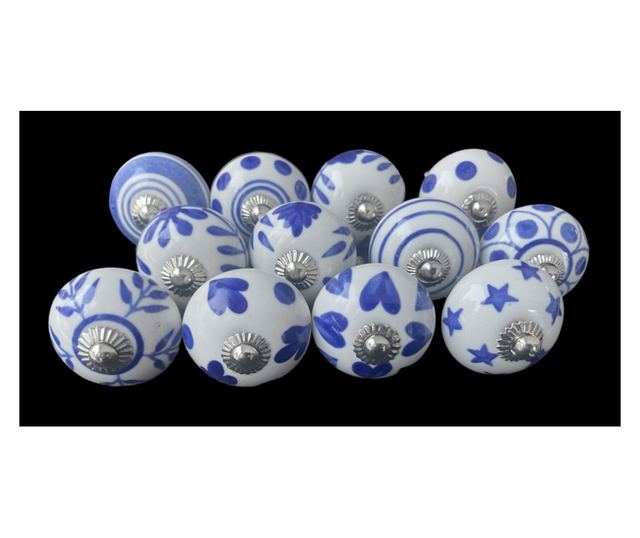 12 db-os vintage stílusú porcelán bútorgomb szett