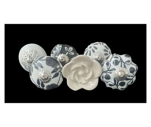 6 db-os vintage stílusú porcelán bútorgomb szett