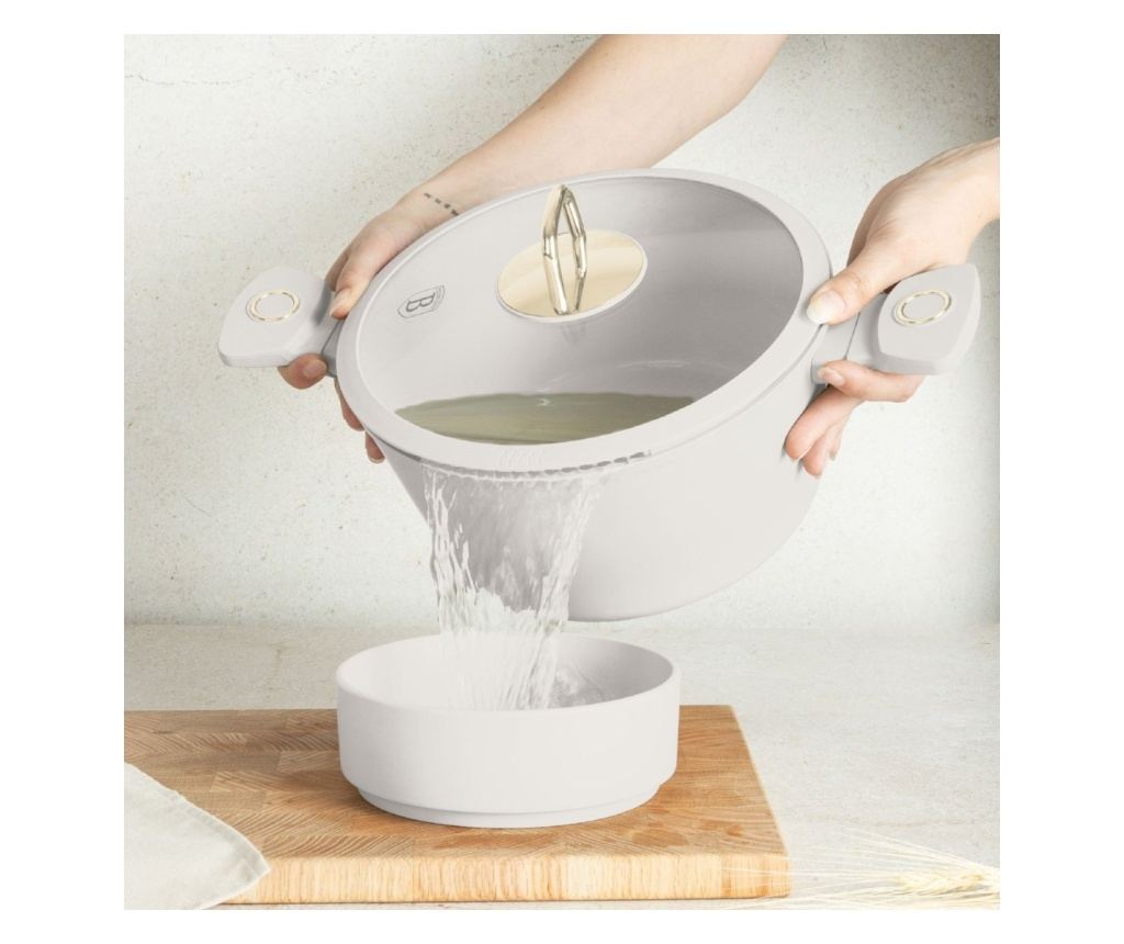 Oală cu capac 24 cm, 4.1L – Berlinger Haus Sahara Collection BH 8071, crem, antiaderentă cu titan, pentru supe și tocane - 4