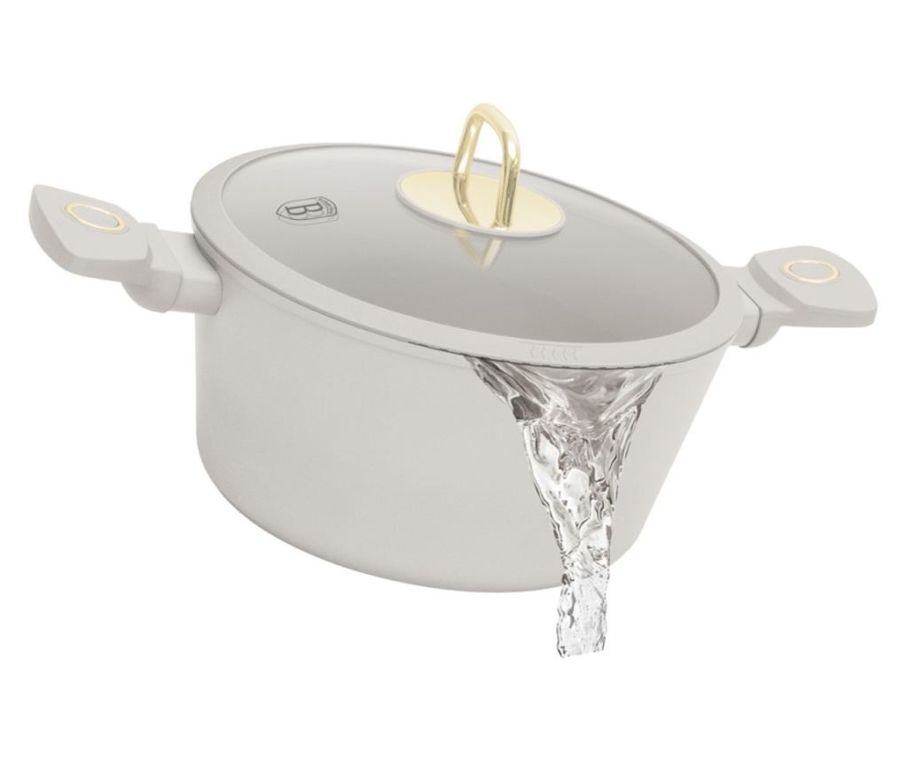 Oală cu capac 20 cm, 2.5L – Berlinger Haus Sahara Collection BH 8070, crem, cu strat antiaderent cu titan, pentru gătit zilnic - 6